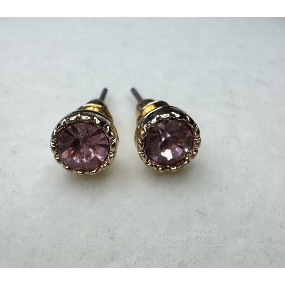 New Crystal Purple Gold Plated Studs Earrings NWOT Fashion Jewelry Everyday